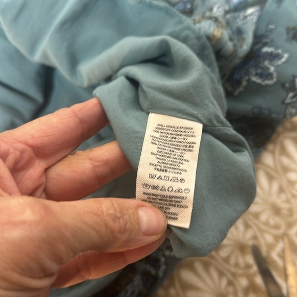 Free People Womens Lucky Loosie Dress Blue Floral Long Sleeve Mini Swing Flowy - Picture 8 of 10